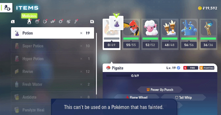 Cannot Use Most Medicine on Fainted Pokemon