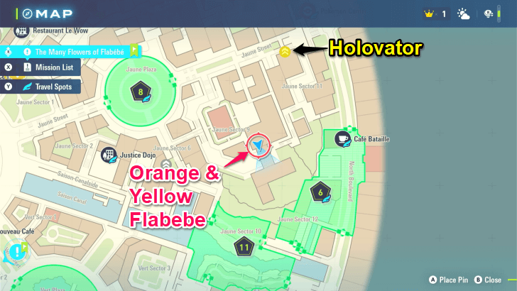 Jaune Sector 9 Orange and Yellow Flabebe Location