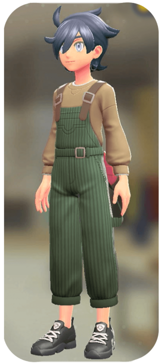 Pokemon Z-A - Overalls and Pullover Set Green Striples | Tan M