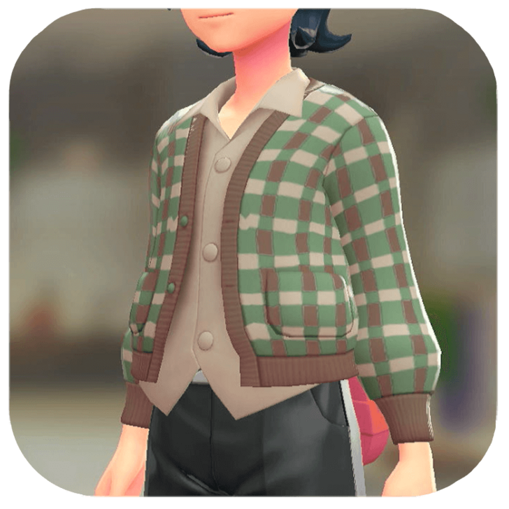 Pokemon Z-A - Cardigan and Shirt Set Checkered Green | Beige M