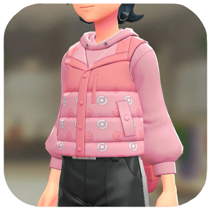 Pokemon Z-A - Puffer Vest and Hoodie Set Pink Poke Ball | Baby Pink M