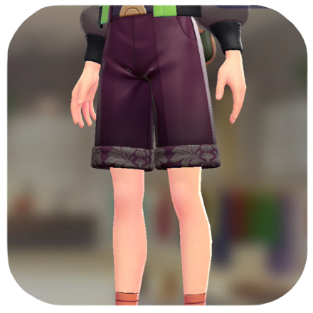 Pokemon ZA - Chino Shorts Set Red Damask | Dark Purple