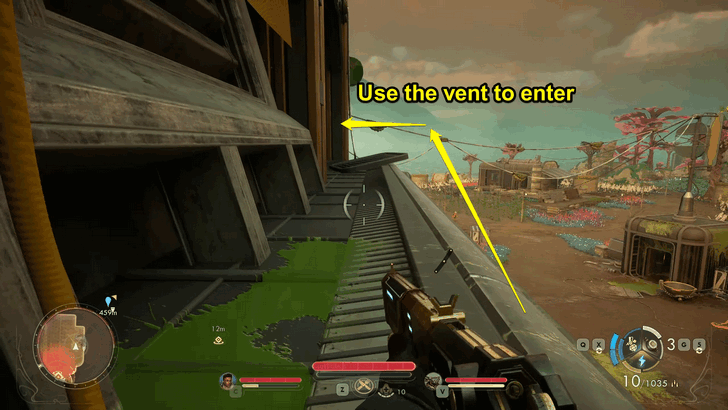 Use the vent to enter