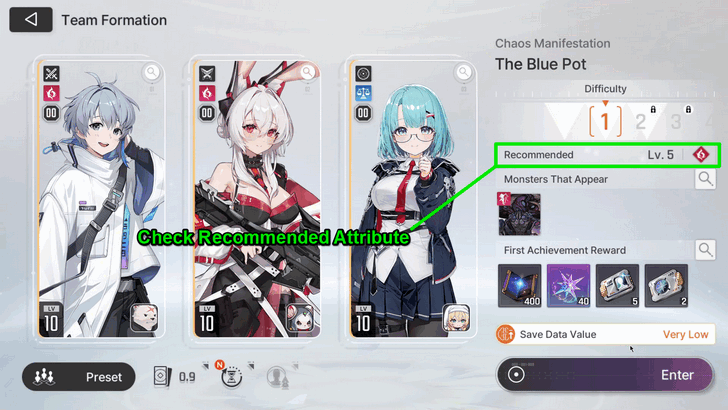 Chaos Zero Nightmare Check Recommended Attribute