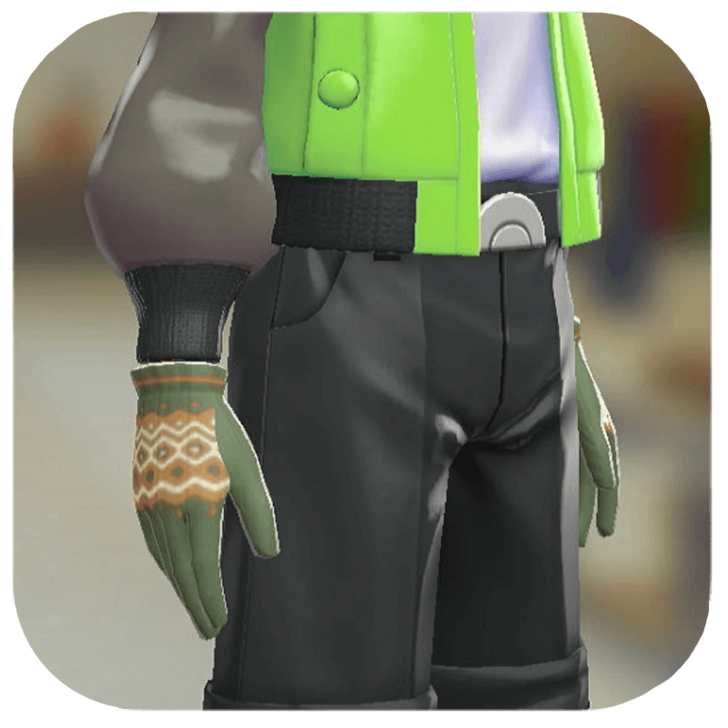 Pokemon ZA - Geometric Knit Gloves Moss Green