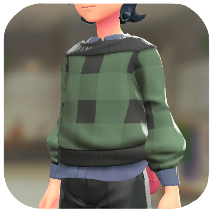 Pokemon Z-A - Sweater and Shirt Set Green Plaid | Blue-Gray M