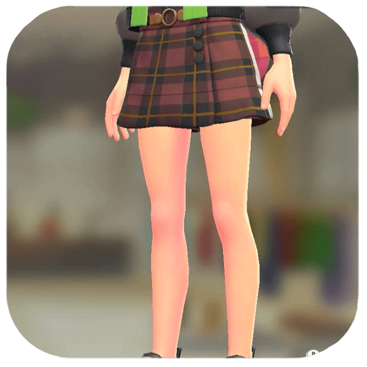 Pokemon ZA - Wrap Skort Set Red Tartan | Dark Brown