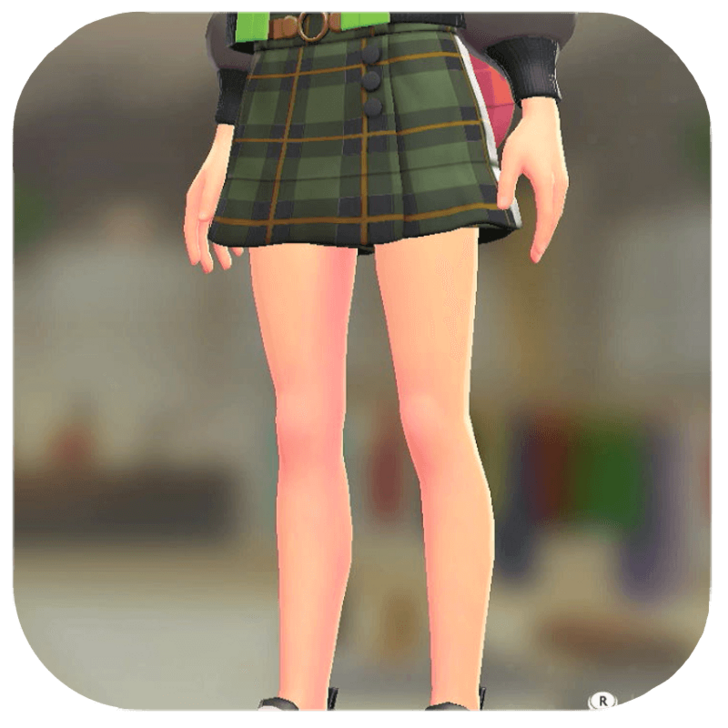 Pokemon ZA - Wrap Skort Set Green Tartan | Brown