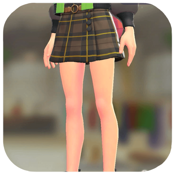 Pokemon ZA - Wrap Skort Set Brown Tartan | Mustard
