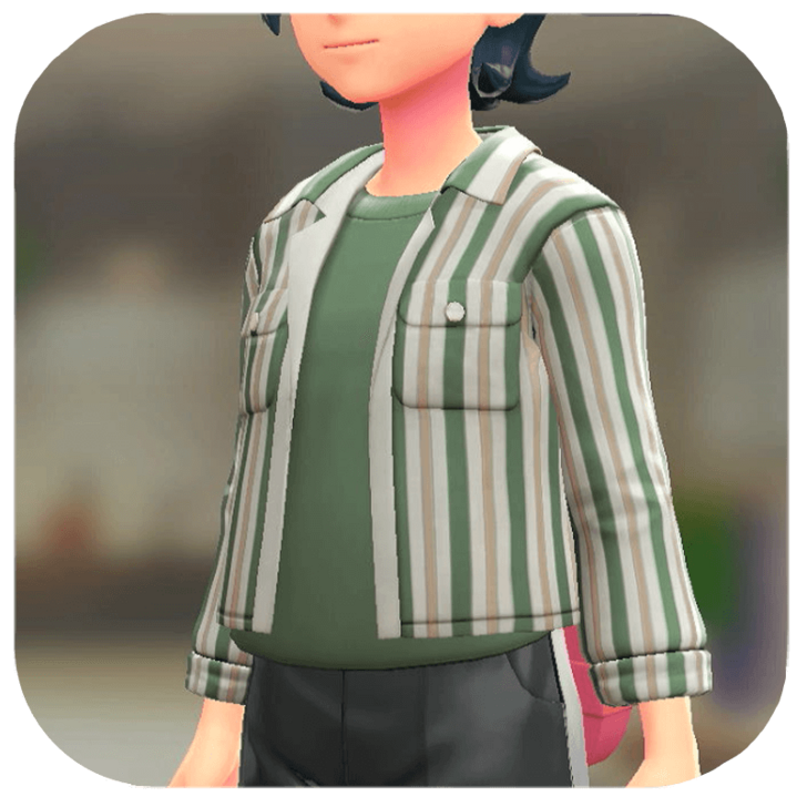 Pokemon Z-A - Shacket and T-Shirt Set Green Stripes | Olive M