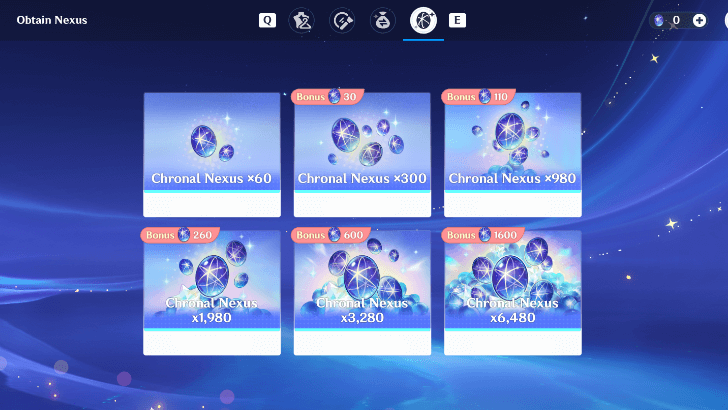 Genshin - Chronal Nexus Cost