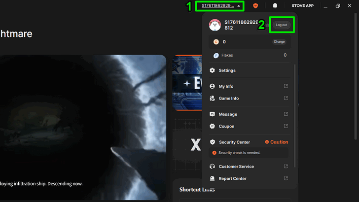 Chaos Zero Nightmare Logout PC