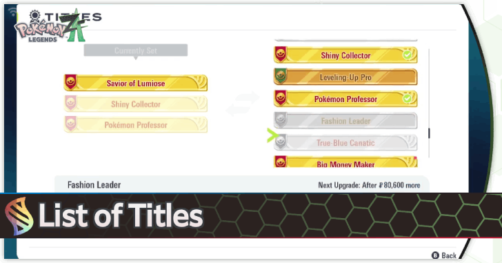 Pokemon Legends Z-A - List of Titles and How to Unlock