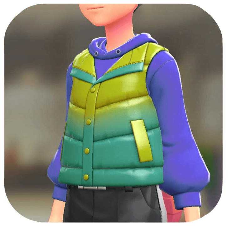 Pokemon Z-A - Puffer Vest and Hoodie Set Green Gradient | Ultramarine M