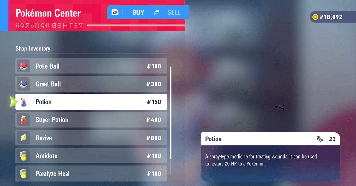 Buy Medicines in Pokemon Centers