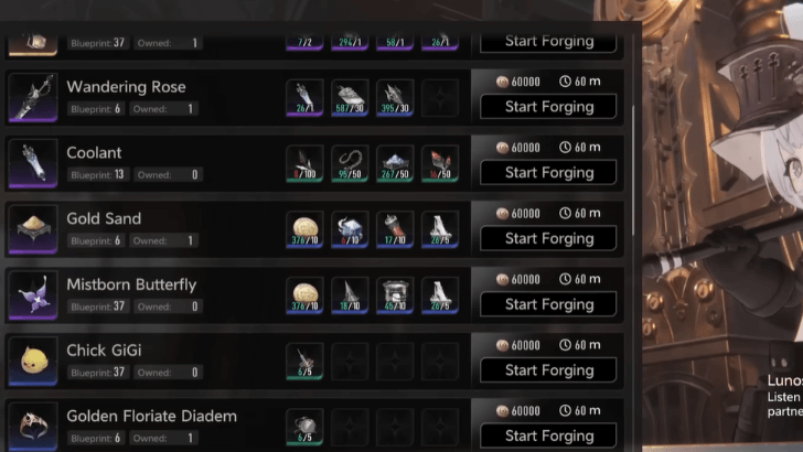 Duet Night Abyss Weapon crafting