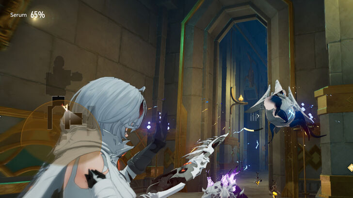 Duet Night Abyss Vita takes down a floating Filthoid with a gun