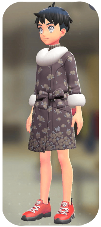 Pokemon Z-A - Fur Coat and Turtleneck Set Floral Brown | Beige M