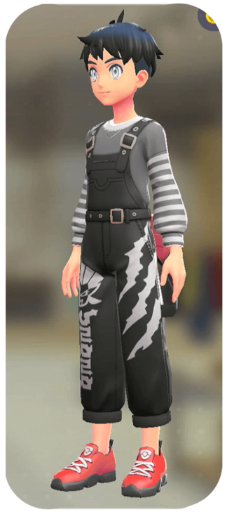 Pokemon Z-A - Big-Logo Overalls Set Black Claw | Gray Stripes M