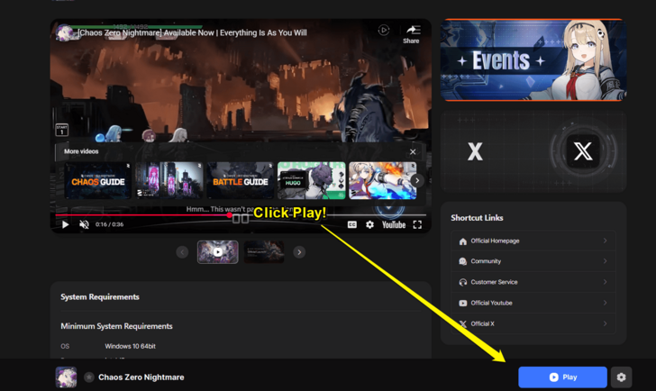 Chaos Zero Nightmare - Click Play