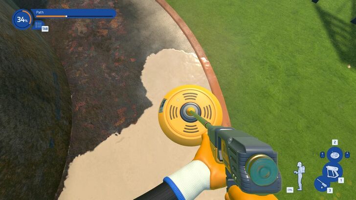 Mopping Dirt With Rotary Mop