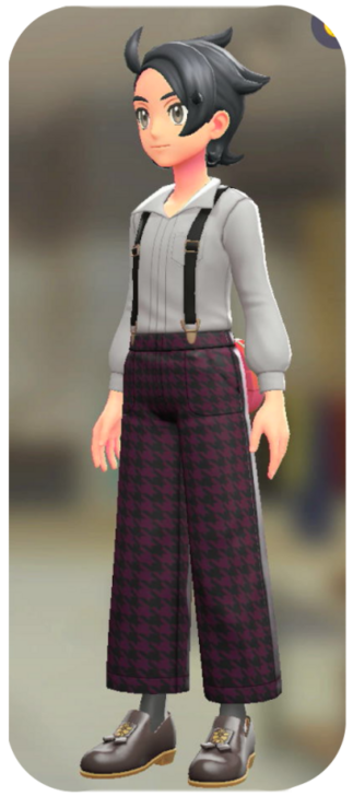 Pokemon Z-A - Suspender Pants Set Red Houndstooth | Moon Gray M