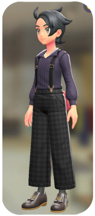 Pokemon Z-A - Suspender Pants Set Black Houndstooth | Violet M