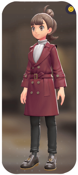 Pokemon Z-A - Trench Coat and Pants Set Wine Red | White / Black F