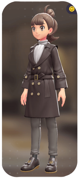 Pokemon Z-A - Trench Coat and Pants Set Dark Brown | White / Greige F