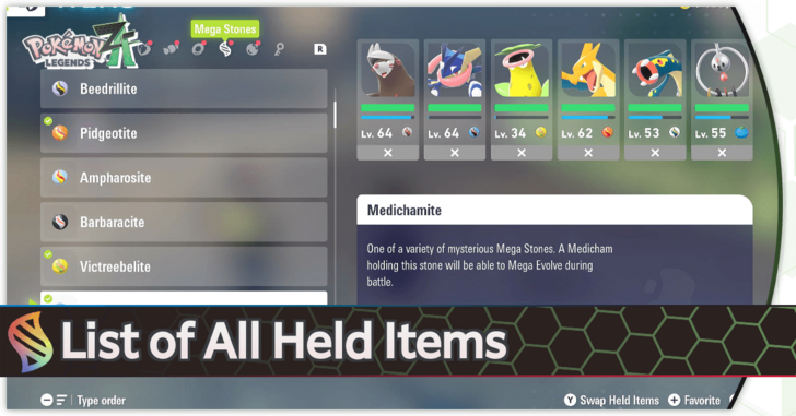 Pokemon Legends Z-A  - List of All Held Items Top Banner