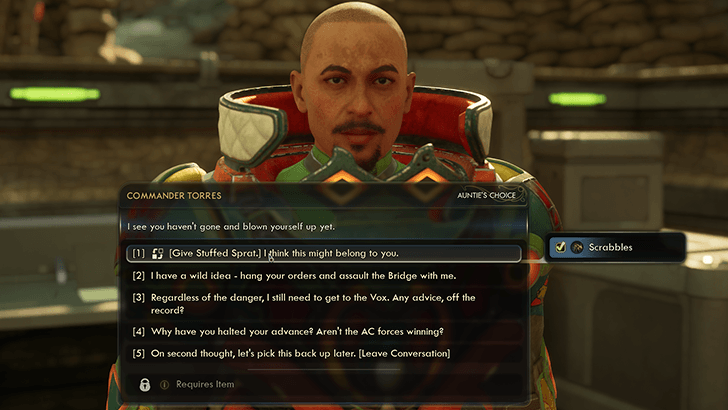 Return Scrabbles to Commander Torres