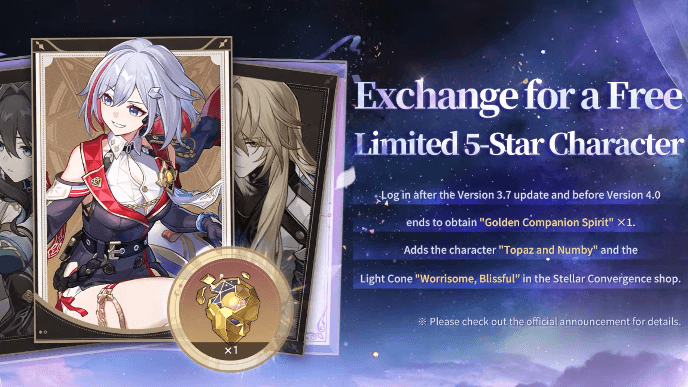 Honkai Star Rail - Free Golden Companion Spirit in Version 3.7