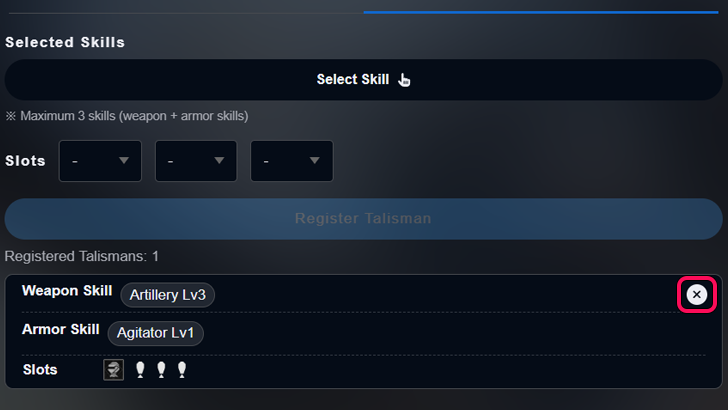 Delete Registered Talisman