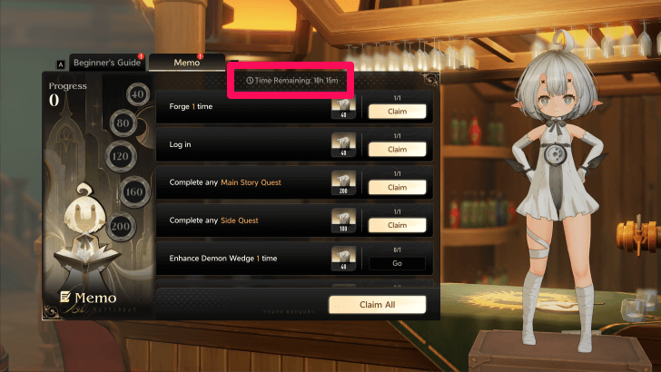 Daily Memo Remaining Time