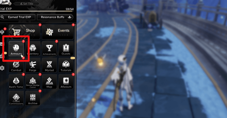 Go to your Character screen or the Armoury