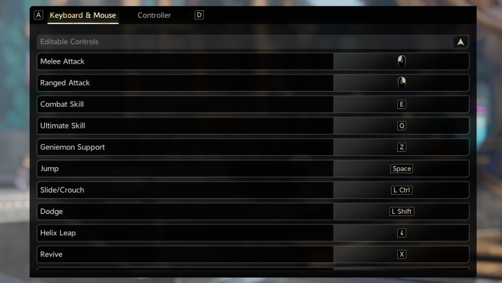Duet Night Abyss keyboard and mouse