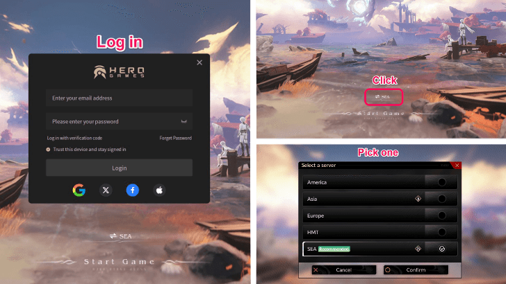 Change Servers on the Starting Menu