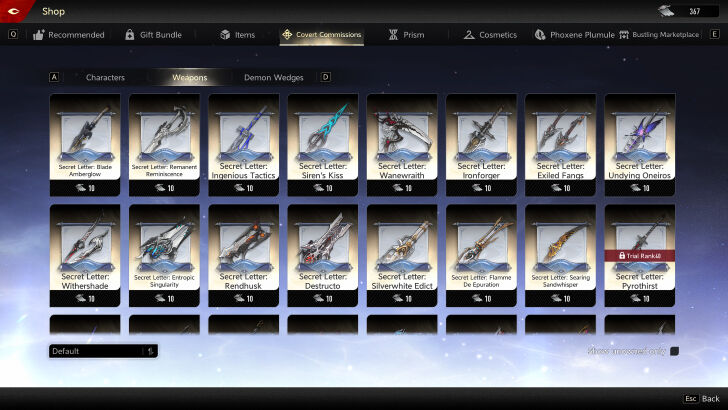 Weapon Secret Letters