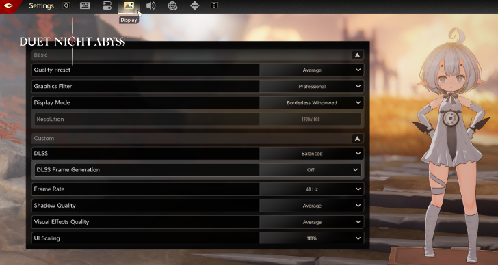 Display Settings DNA