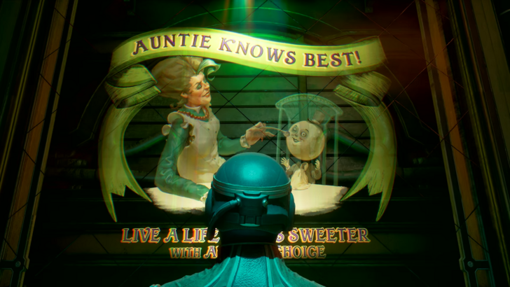 The Outer Worlds 2 Character Looking At An Auntie Ad