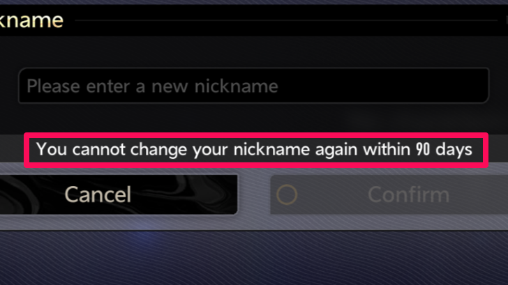 Nickname Edit Timer