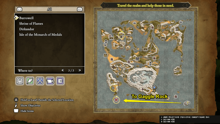 Gaggle Rock Location Map