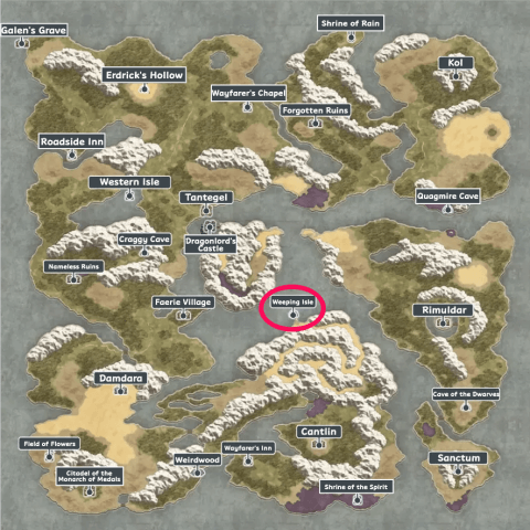 DQ1 - Weeping Isle Map
