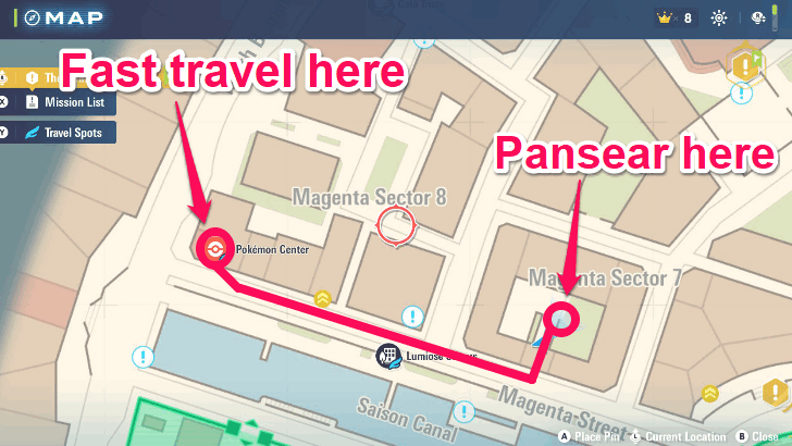 Pansear - Magenta Sector 7 Location