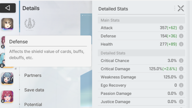 Chaos Zero Nightmare - Defense Stat