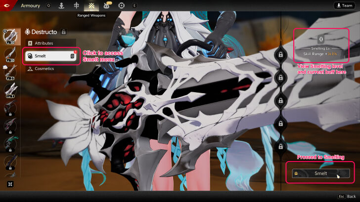 Armoury Smelting Menu