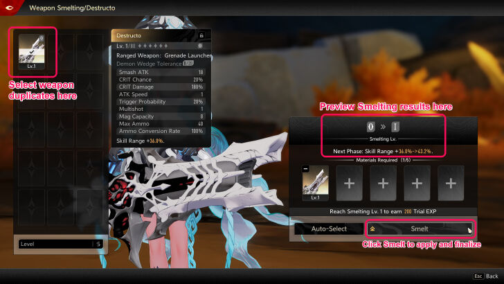 Smelting Materials and Preview