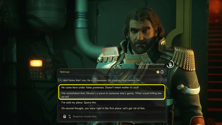 Tristan Dialogue Options to Spare Okada