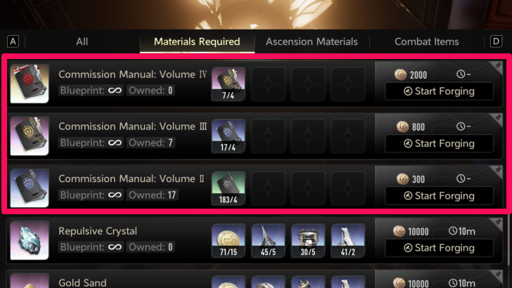 Crafting Commission Manuals