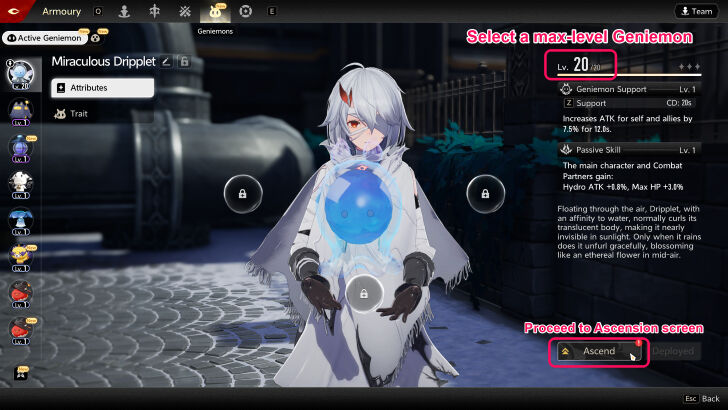 Select Max-Level Geniemon